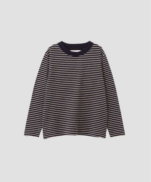 MHL.（エムエイチエル）の「TEXTURED COTTON STRIPE（Tシャツ/カットソー・レディース・ネイビー・2）」の4枚目の写真