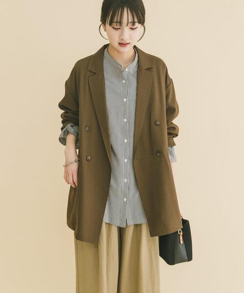 ITEMS URBANRESEARCH（アイテムズ アーバンリサーチ）の「リネンライクジャケット（その他アウター・レディース・ブラウン/ライトベージュ/ブラック・FREE）」の4枚目の写真