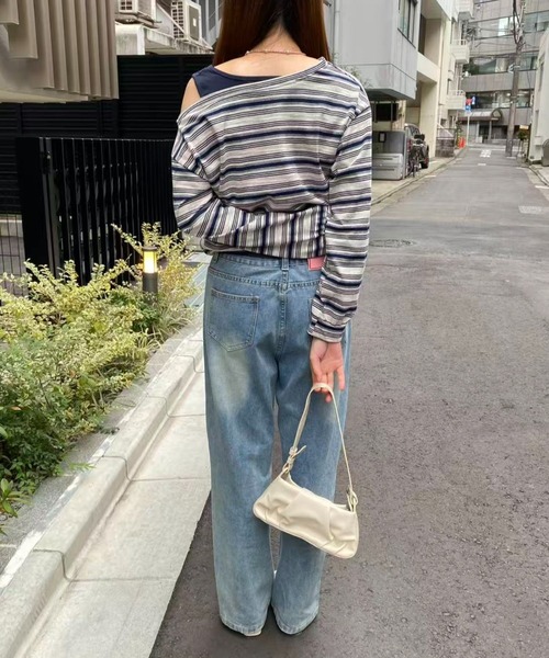 mebole（メボレ）の「ワンショルダーボーダートップス（Tシャツ/カットソー・レディース・ネイビー/ブラック・FREE）」の21枚目の写真