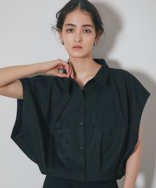 ARVELLIA(アルベリア)の「TUCKED SHORT VEST(シャツ/ブラウス・レディース・ベージュ/ブラック・M)」の10枚目の写真