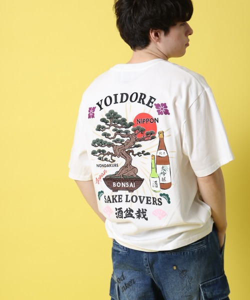 CORPUS SELECT(コーパストーキョー)の「【YOIDORE/酔いどれ】酒&盆栽 半袖Tシャツ(Tシャツ/カットソー・レディース・ホワイト/ブラック/グリーン・L/M/XL)」の1枚目の写真