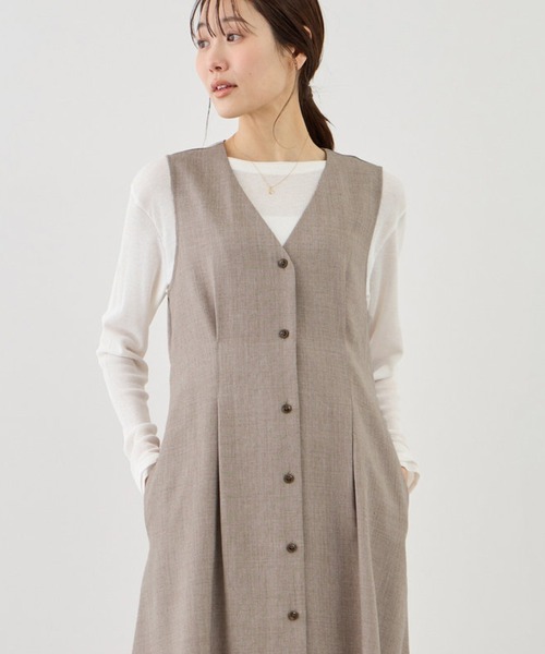 ROPE' PICNIC（ロペピクニック）の「ウエストタックジャンパースカート（ジャンパースカート・レディース・ネイビー/グレー系その他/ベージュ系その他2・FREE）」の3枚目の写真