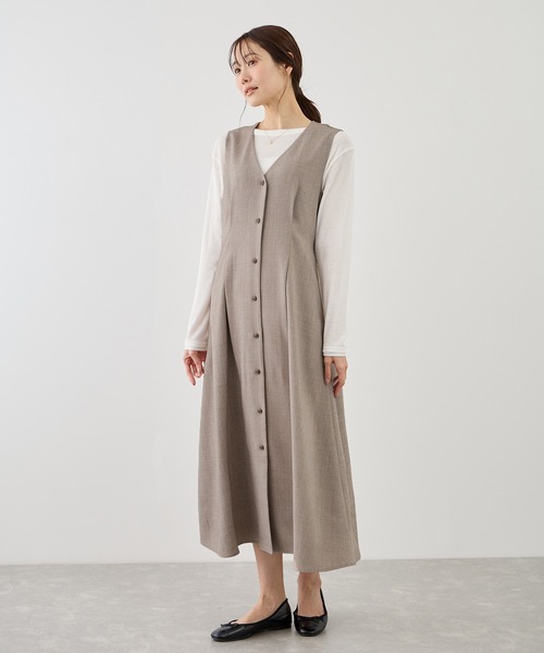 ROPE' PICNIC（ロペピクニック）の「ウエストタックジャンパースカート（ジャンパースカート・レディース・ネイビー/グレー系その他/ベージュ系その他2・FREE）」の8枚目の写真