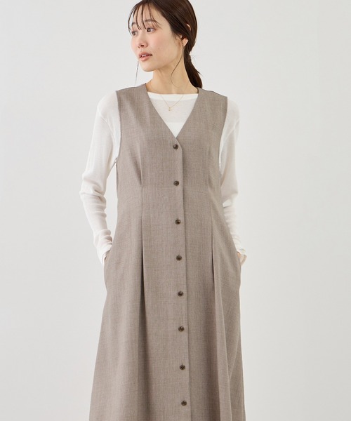 ROPE' PICNIC（ロペピクニック）の「ウエストタックジャンパースカート（ジャンパースカート・レディース・ネイビー/グレー系その他/ベージュ系その他2・FREE）」の12枚目の写真