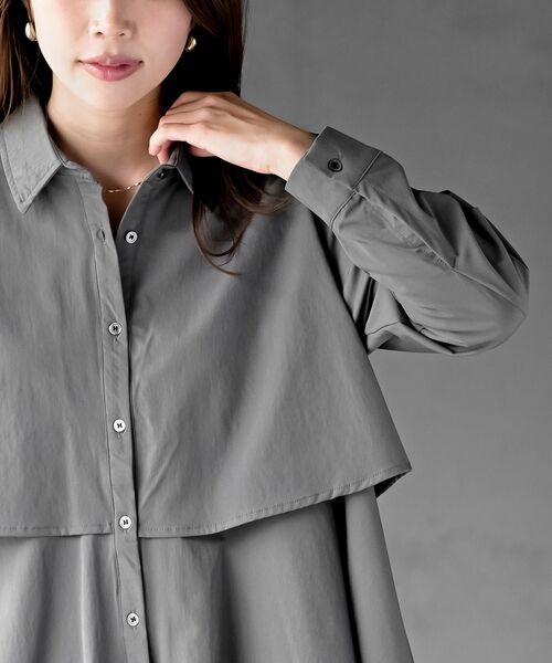 rps(アールピーエス)の「裾レイヤーブラウス(シャツ/ブラウス・レディース・チャコールグレー/ブラック/オフホワイト・フリー)」の13枚目の写真