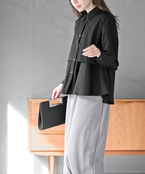 rps(アールピーエス)の「裾レイヤーブラウス(シャツ/ブラウス・レディース・チャコールグレー/ブラック/オフホワイト・フリー)」の18枚目の写真