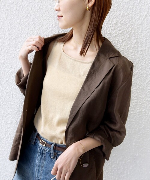 SHIPS（シップス）の「〈手洗い可能〉ラメ 2WAY ノースリーブ プルオーバー（タンクトップ・レディース・ブラック/ベージュ系/ホワイト/ブラウン/ダークグレー・ONE SIZE）」の5枚目の写真