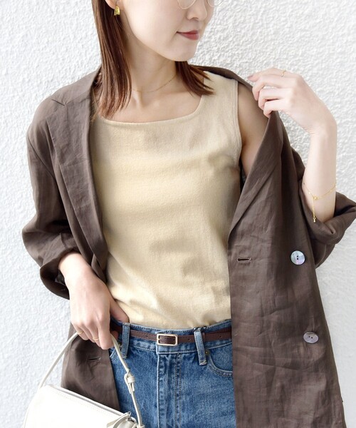 SHIPS（シップス）の「〈手洗い可能〉ラメ 2WAY ノースリーブ プルオーバー（タンクトップ・レディース・ブラック/ベージュ系/ホワイト/ブラウン/ダークグレー・ONE SIZE）」の8枚目の写真