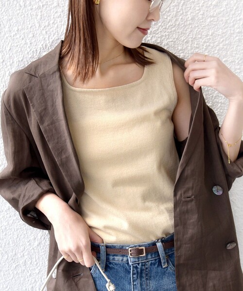 SHIPS（シップス）の「〈手洗い可能〉ラメ 2WAY ノースリーブ プルオーバー（タンクトップ・レディース・ブラック/ベージュ系/ホワイト/ブラウン/ダークグレー・ONE SIZE）」の9枚目の写真