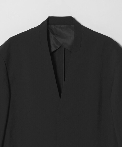 MONKEY TIME（モンキータイム）の「RENU TROシリーズ ラペルレス ジャケット -セットアップ対応-（テーラードジャケット・メンズ・ブラック/ダークグレー・S/M/L/XL）」の4枚目の写真