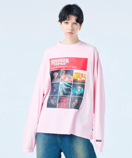 Little sunny bite(リトルサニーバイト)の「littlesunnybite/リトルサニーバイト/stranger verify long tee(Tシャツ/カットソー・レディース・ピンク/ホワイト・M/S)」の1枚目の写真