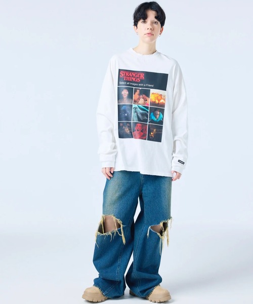 Little sunny bite(リトルサニーバイト)の「littlesunnybite/リトルサニーバイト/stranger verify long tee(Tシャツ/カットソー・レディース・ピンク/ホワイト・M/S)」の4枚目の写真