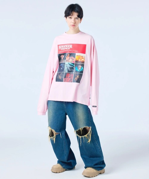 Little sunny bite(リトルサニーバイト)の「littlesunnybite/リトルサニーバイト/stranger verify long tee(Tシャツ/カットソー・レディース・ピンク/ホワイト・M/S)」の6枚目の写真