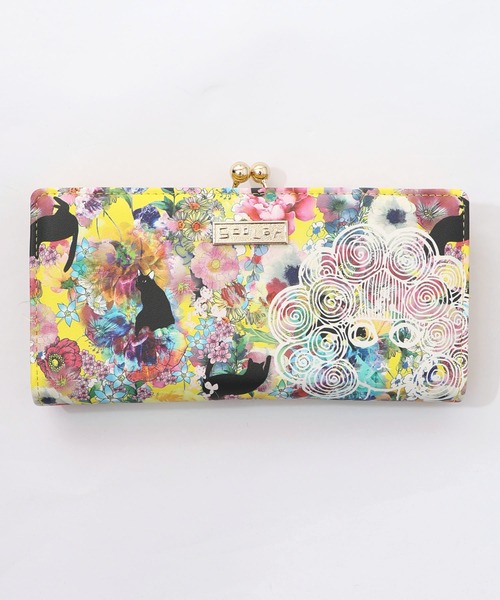 ScoLar(スカラー)の「SC80-12:黒ネコ×スカラーちゃん 花柄長財布(財布・レディース・イエロー/グリーン・FREE)」の2枚目の写真