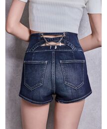GYDA | ハイウエストボタンBACKカーブクロスGYDA chainデニムショートパンツ(デニムパンツ)