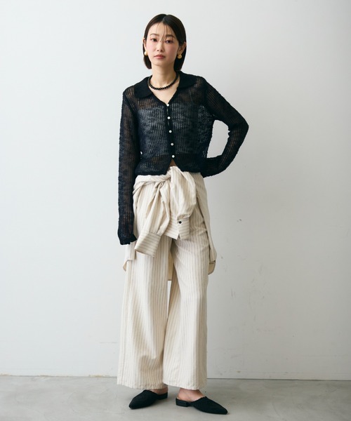 Trish(トリッシュ)の「ジャガード裏使い衿付きカーディガン(Tシャツ/カットソー・レディース・ブラック/ベージュ・FREE)」の21枚目の写真