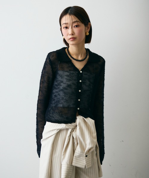 Trish(トリッシュ)の「ジャガード裏使い衿付きカーディガン(Tシャツ/カットソー・レディース・ブラック/ベージュ・FREE)」の17枚目の写真