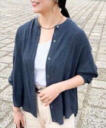 MICO COULIER | シアーデニムバンドカラーシャツ(シャツ/ブラウス)