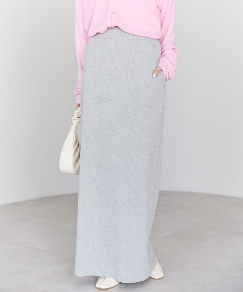 pocket（ポケット）の「テレコリブナロースカート（スカート・レディース・ブラック系その他/ブルー/グレー/グレー系その他/ブラック/アイボリー/ホワイト系その他・LONG/FREE）」の6枚目の写真