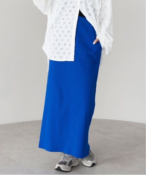 pocket（ポケット）の「テレコリブナロースカート（スカート・レディース・ブラック系その他/ブルー/グレー/グレー系その他/ブラック/アイボリー/ホワイト系その他・LONG/FREE）」の7枚目の写真