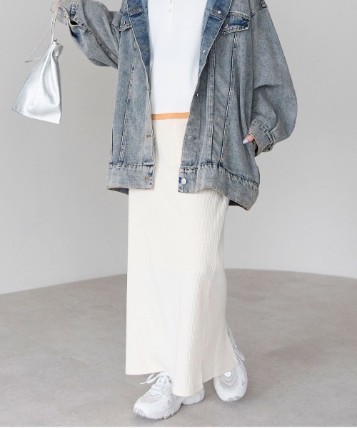 pocket（ポケット）の「テレコリブナロースカート（スカート・レディース・ブラック系その他/ブルー/グレー/グレー系その他/ブラック/アイボリー/ホワイト系その他・LONG/FREE）」の2枚目の写真