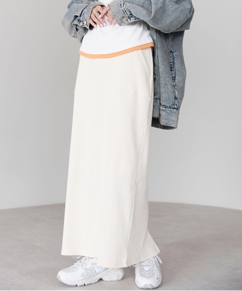 pocket（ポケット）の「テレコリブナロースカート（スカート・レディース・ブラック系その他/ブルー/グレー/グレー系その他/ブラック/アイボリー/ホワイト系その他・LONG/FREE）」の21枚目の写真