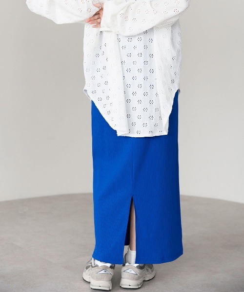 pocket（ポケット）の「テレコリブナロースカート（スカート・レディース・ブラック系その他/ブルー/グレー/グレー系その他/ブラック/アイボリー/ホワイト系その他・LONG/FREE）」の14枚目の写真