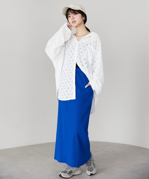 pocket（ポケット）の「テレコリブナロースカート（スカート・レディース・ブラック系その他/ブルー/グレー/グレー系その他/ブラック/アイボリー/ホワイト系その他・LONG/FREE）」の15枚目の写真