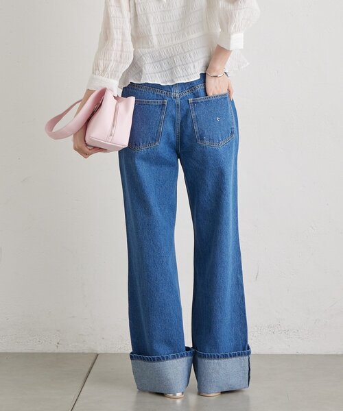 mystic（ミスティック）の「ラインストーンデニム（デニムパンツ・レディース・ネイビー/ブルー・1/2）」の8枚目の写真