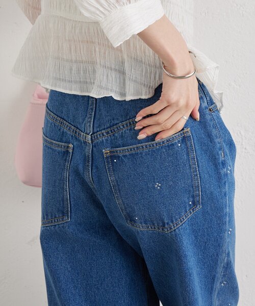 mystic（ミスティック）の「ラインストーンデニム（デニムパンツ・レディース・ネイビー/ブルー・1/2）」の14枚目の写真