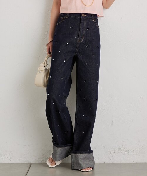 mystic（ミスティック）の「ラインストーンデニム（デニムパンツ・レディース・ネイビー/ブルー・1/2）」の18枚目の写真