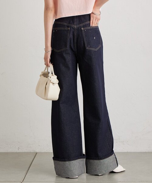 mystic（ミスティック）の「ラインストーンデニム（デニムパンツ・レディース・ネイビー/ブルー・1/2）」の19枚目の写真