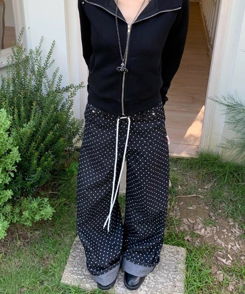 Ressaca(レサーカ)の「ドット柄ワイドデニムパンツ(デニムパンツ・レディース・ブラック・L/M)」の5枚目の写真