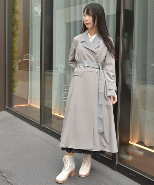 チェーン付バイカラーコート（ダッフルコート）｜axes femme