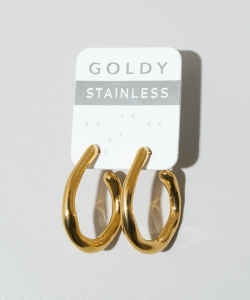GOLDY(ゴールディ)の「【金属アレルギー軽減】ニュアンス ワイド フープ ステンレスピアス(ピアス(両耳用)・レディース・シルバー/ゴールド・FREE)」の8枚目の写真