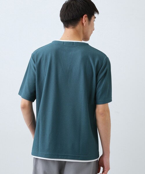 THE SHOP TK (ザ ショップ ティーケー )の「【一枚でコーディネートが完成!】レイヤード風 キーネック 半袖Tシャツ 洗濯機OK(Tシャツ/カットソー・メンズ・ダークブラウン/ブルーグリーン/ブラック/オフホワイト/ネイビー/ライトグレー/モスグリーン/ライトベージュ・04/02/03)」の18枚目の写真