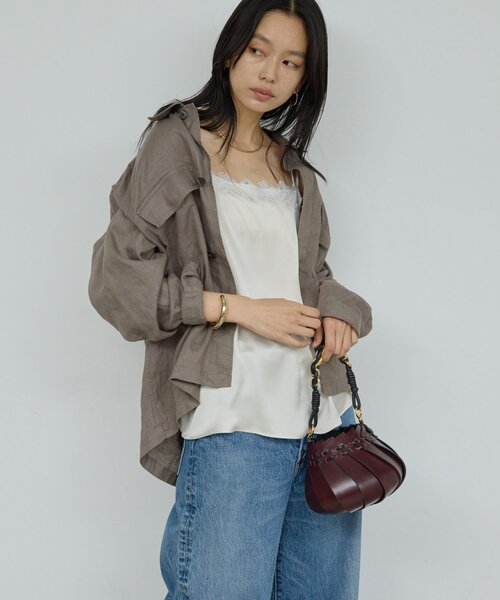 GALLARDAGALANTE（ガリャルダガランテ）の「サテンレースキャミ（シャツ/ブラウス・レディース・オフホワイト/ブラック・FREE）」の5枚目の写真