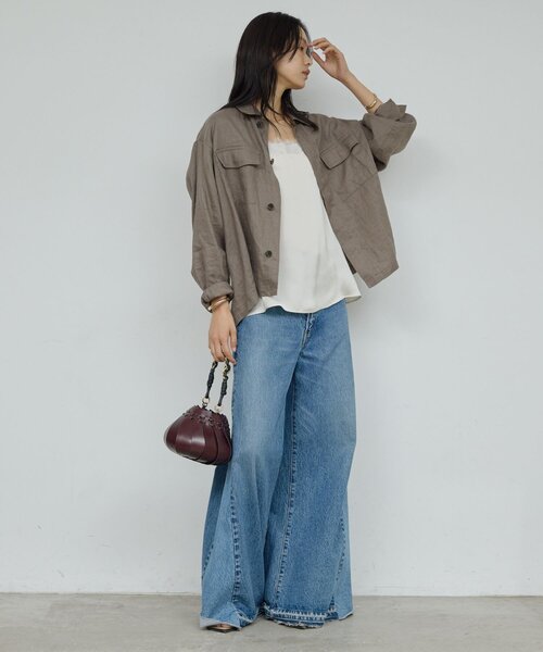 GALLARDAGALANTE（ガリャルダガランテ）の「サテンレースキャミ（シャツ/ブラウス・レディース・オフホワイト/ブラック・FREE）」の8枚目の写真