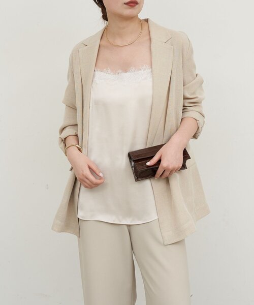 GALLARDAGALANTE（ガリャルダガランテ）の「サテンレースキャミ（シャツ/ブラウス・レディース・オフホワイト/ブラック・FREE）」の9枚目の写真