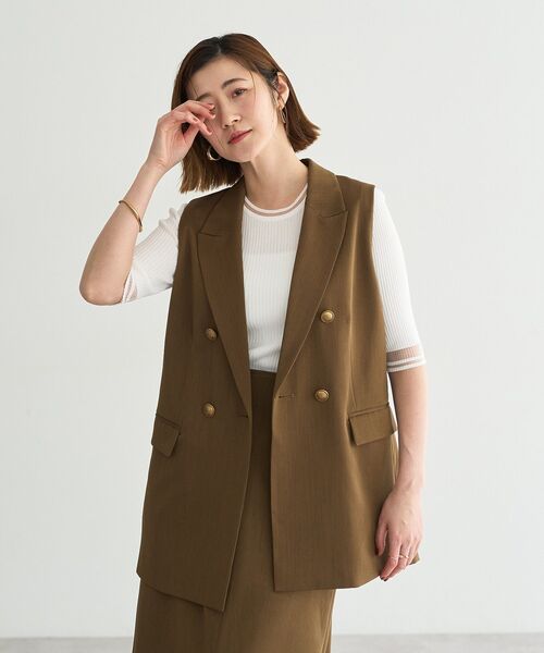 YECCA VECCA（イェッカヴェッカ）の「ドライタッチ金釦テーラードジレ（その他アウター・レディース・ライトベージュ/ブラウン/ブラック・FREE）」の16枚目の写真
