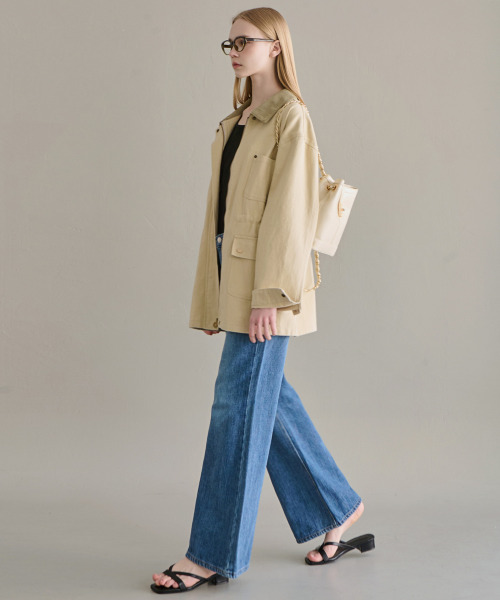 SLOWLOLLI(スローローリ)の「Cotton washed work jacket - Light beige(デニムジャケット・レディース・ライトベージュ・FREE)」の3枚目の写真