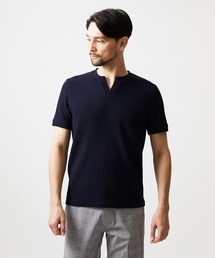 MICHEL KLEIN HOMME | キーネックウェーブ半袖カットソー(Tシャツ/カットソー)