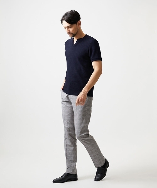 MICHEL KLEIN HOMME (ミッシェルクランオム)の「キーネックウェーブ半袖カットソー(Tシャツ/カットソー・メンズ・ベージュ/ネイビー・MEDIUM/LARGE/X-LARGE)」の10枚目の写真