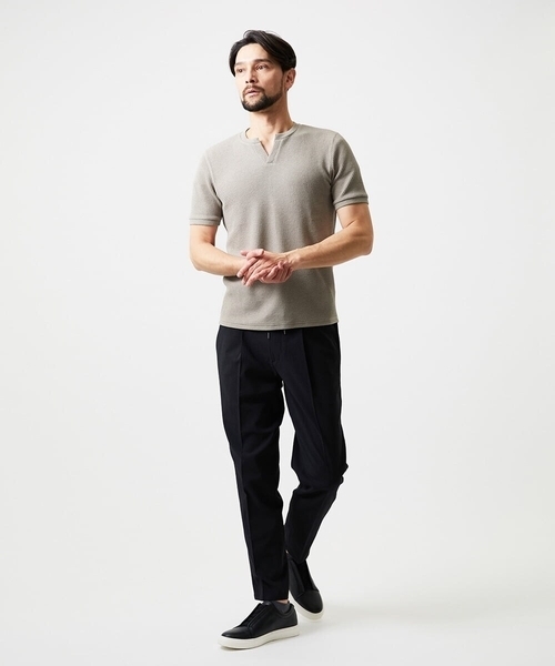 MICHEL KLEIN HOMME (ミッシェルクランオム)の「キーネックウェーブ半袖カットソー(Tシャツ/カットソー・メンズ・ベージュ/ネイビー・MEDIUM/LARGE/X-LARGE)」の3枚目の写真