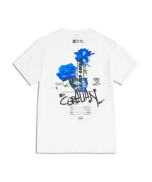 CORALIAN（コラリアン）の「ランオフブルーローズメッシュ綿半袖Tシャツホワイト（Tシャツ/カットソー）」
