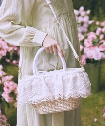 新品　Maison de FLEUR かごバッグ リボンメイズフリルハンドルカゴバッグ/Maison de FLEUR（メゾン ド