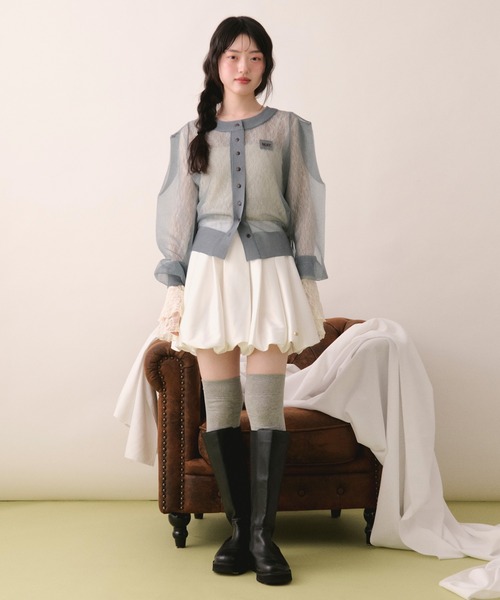 loin nuit（ロワンニュイ）の「sheer color button cardigan / シアー