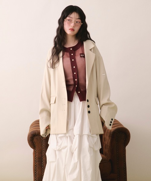 loin nuit（ロワンニュイ）の「sheer color button cardigan / シアー