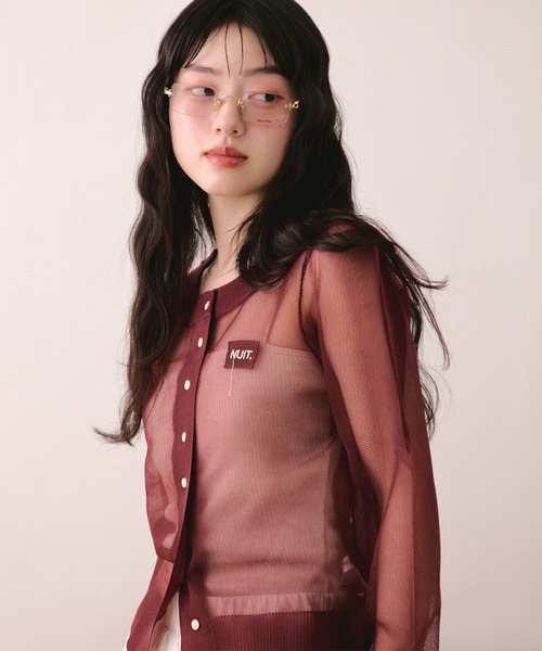 loin nuit（ロワンニュイ）の「sheer color button cardigan / シアー