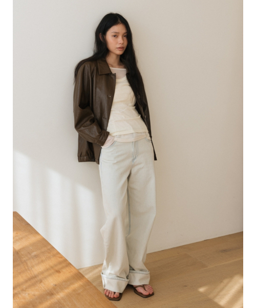 UNNOUT(アナウト)の「VEGAN LEATHER BLOUSON JACKET BROWN(ライダースジャケット・レディース・その他・FREE)」の2枚目の写真